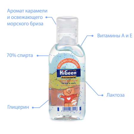 Гель для рук HiGeen Антибактериальный - антисептик с витаминами «Mido» 50мл