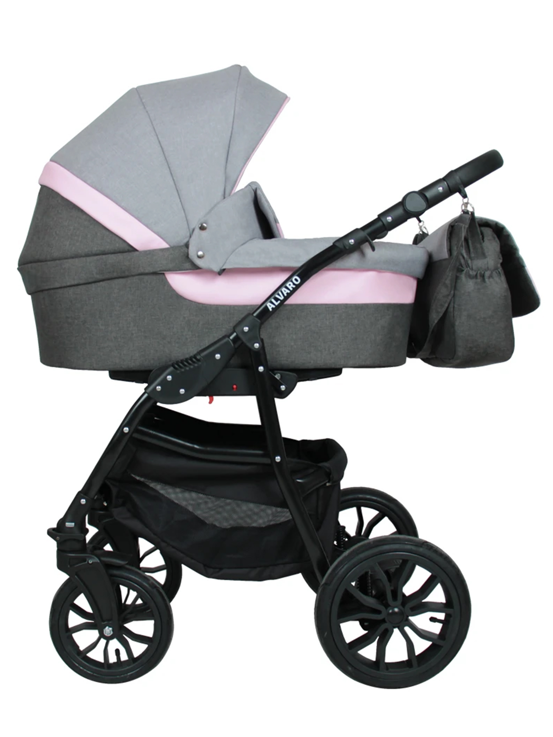 Коляска 2в1 alis Alvaro 03 серый-розовый - фото 2