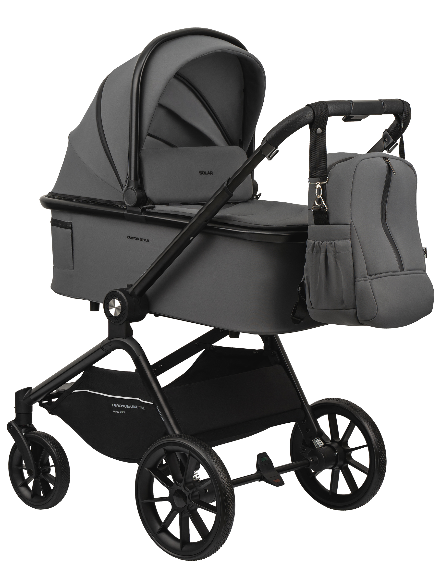 Коляска 2в1 Indigo Solar серый - фото 1