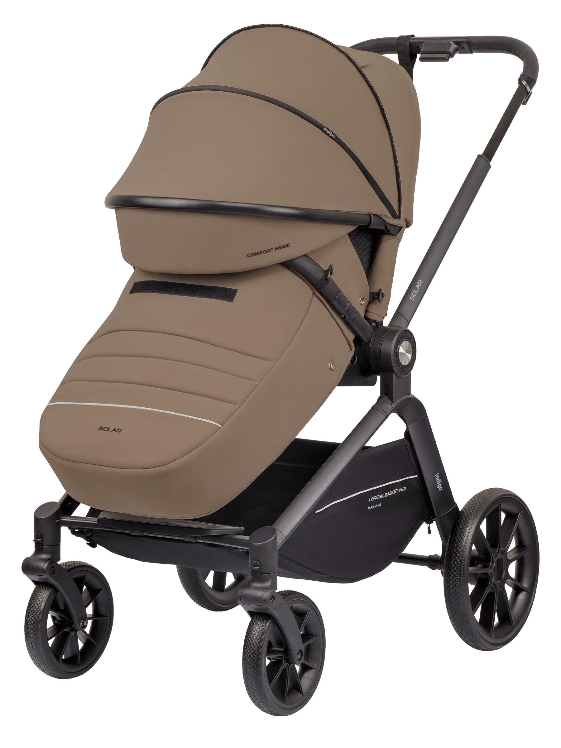 Коляска 3в1 Indigo Solar темно-бежевый - фото 12
