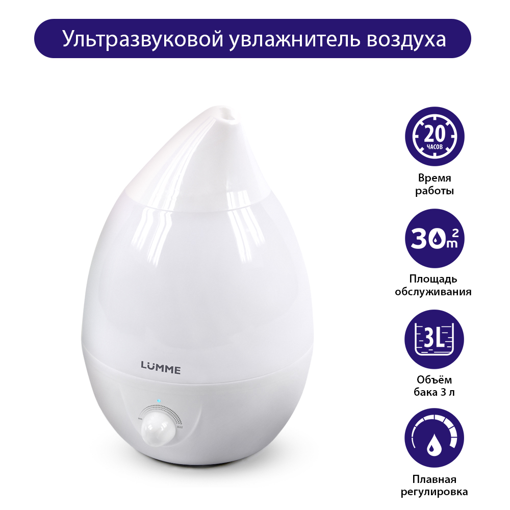 Увлажнитель воздуха ультразвуковой LUMME LU-1557 белый жемчуг - фото 2