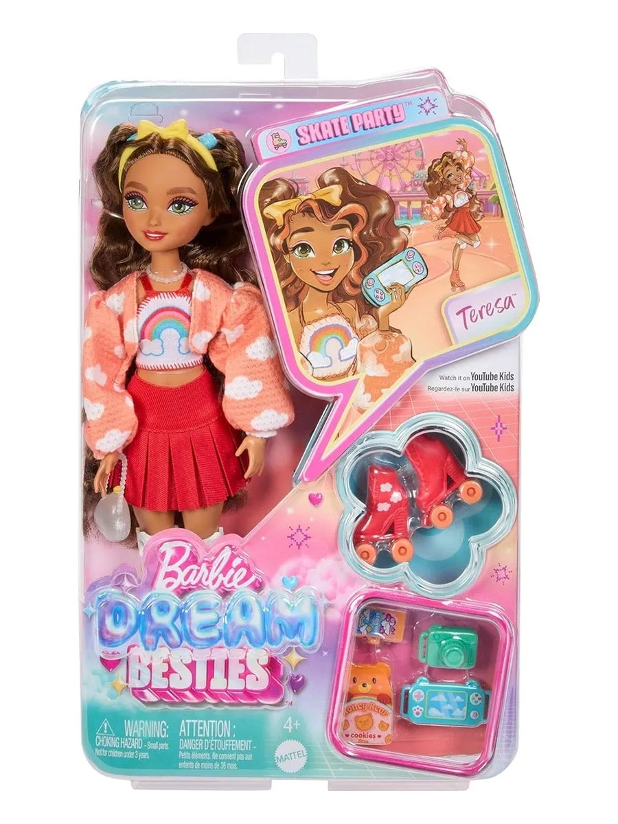 Кукла модельная Barbie Dream Besties Тереза на роликах высота 29 см JFX98 - фото 2