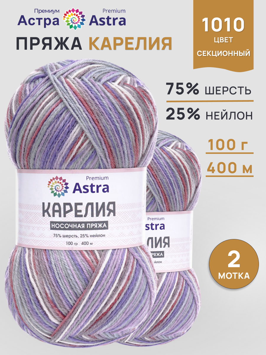Пряжа для вязания носочная Astra Premium 100г 400м 2шт - фото 1