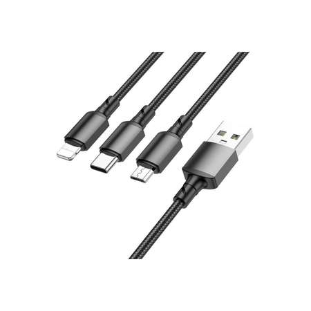 Кабель Borofone BX72 3в1 microUSB/Lightning/Type-C-USB 2А 1м в ассортименте