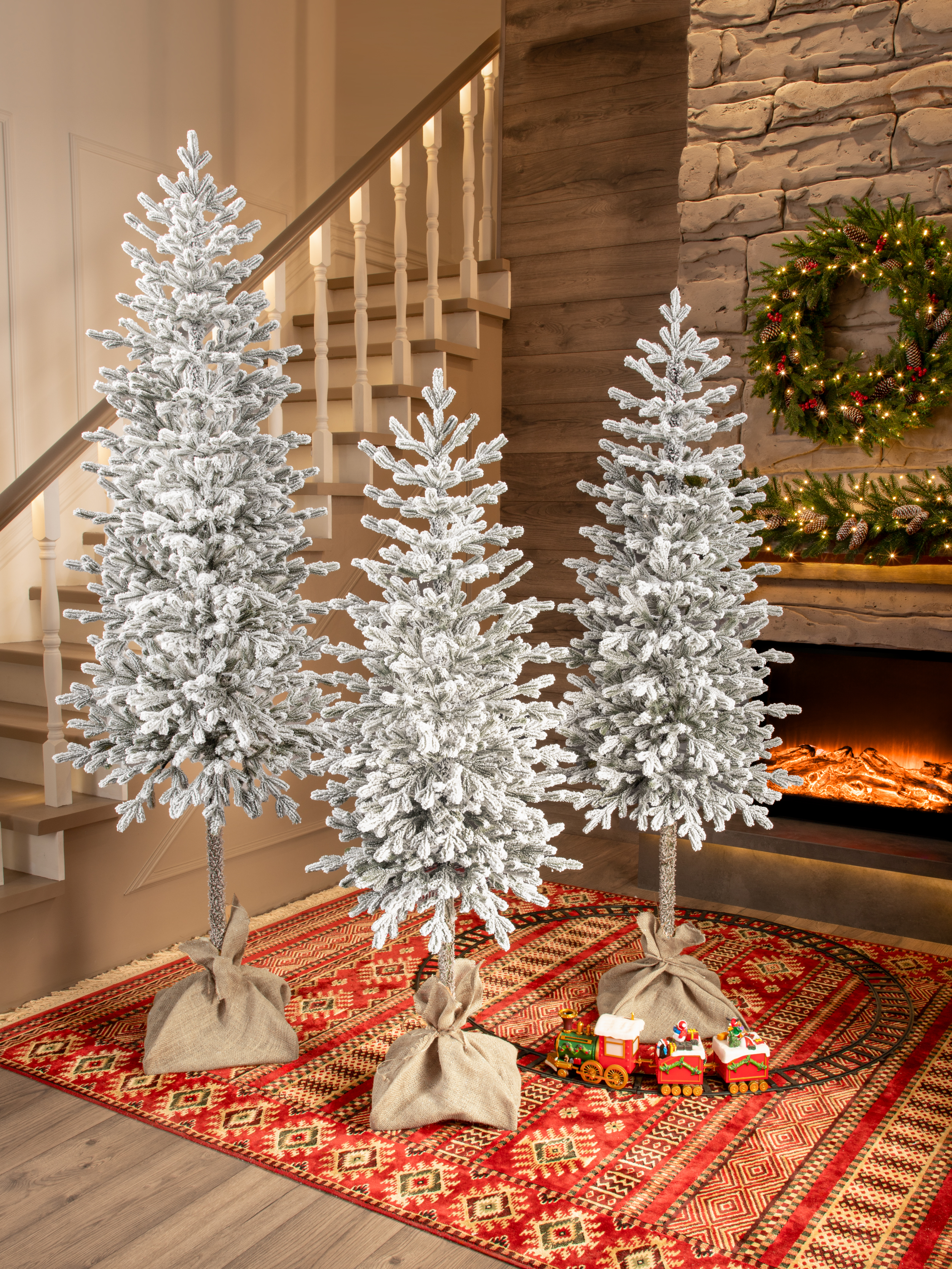 Ель тридевятое государство Поезд Ёлок литая заснеженная на пеньке 180см. - фото 4