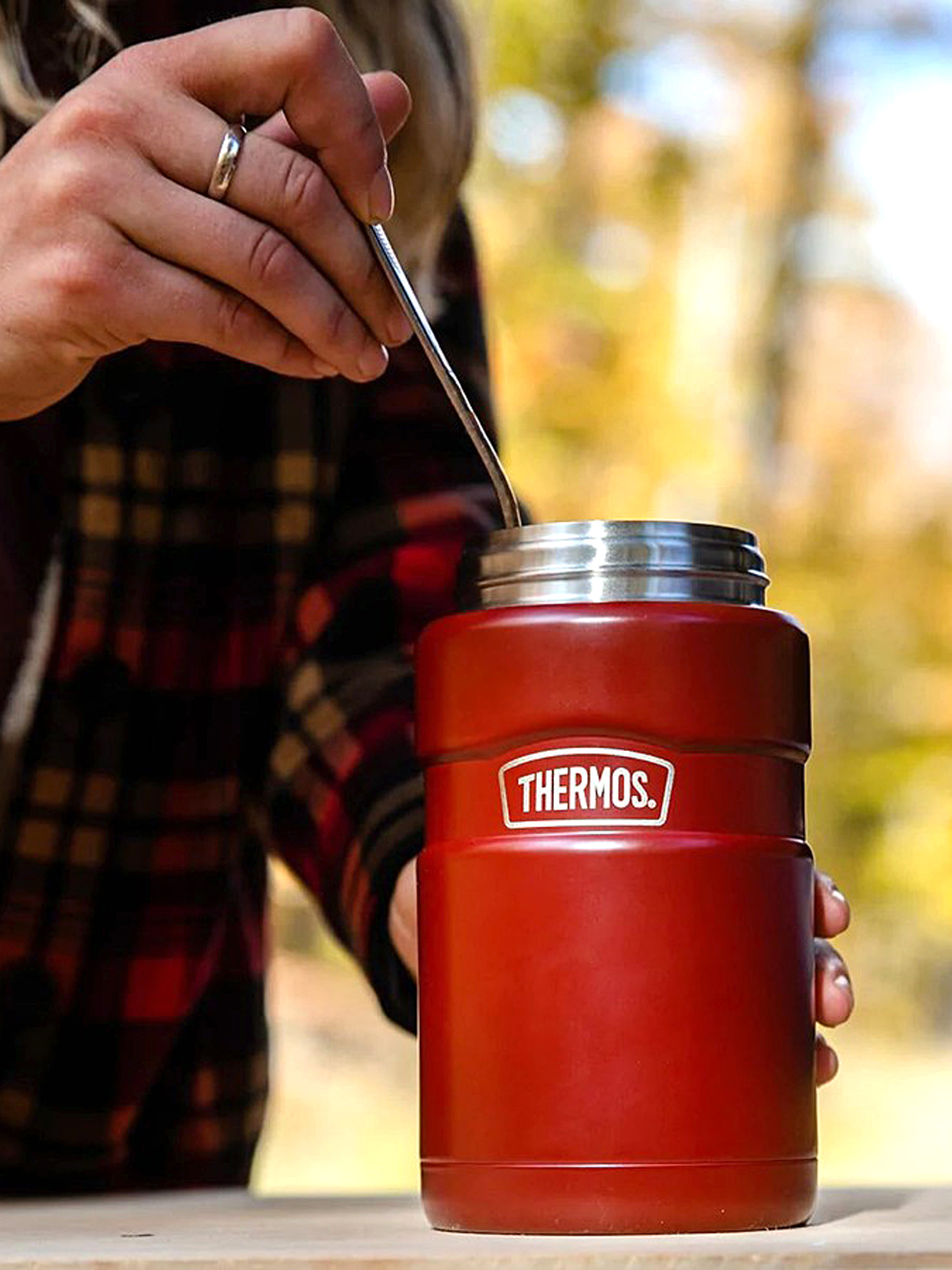 Термос для еды супа 710 мл с ложкой THERMOS KING-3020 карминно-красный – нержавеющая сталь герметичный тепло/холод 14/24 час - фото 17
