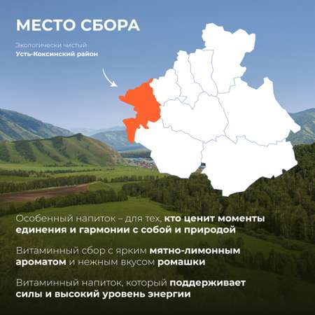 Напиток чайный Предгорья Белухи Травяной чай в пакетиках с ромашкой зизифорой цедрой лимона лемонграссом 27 гр