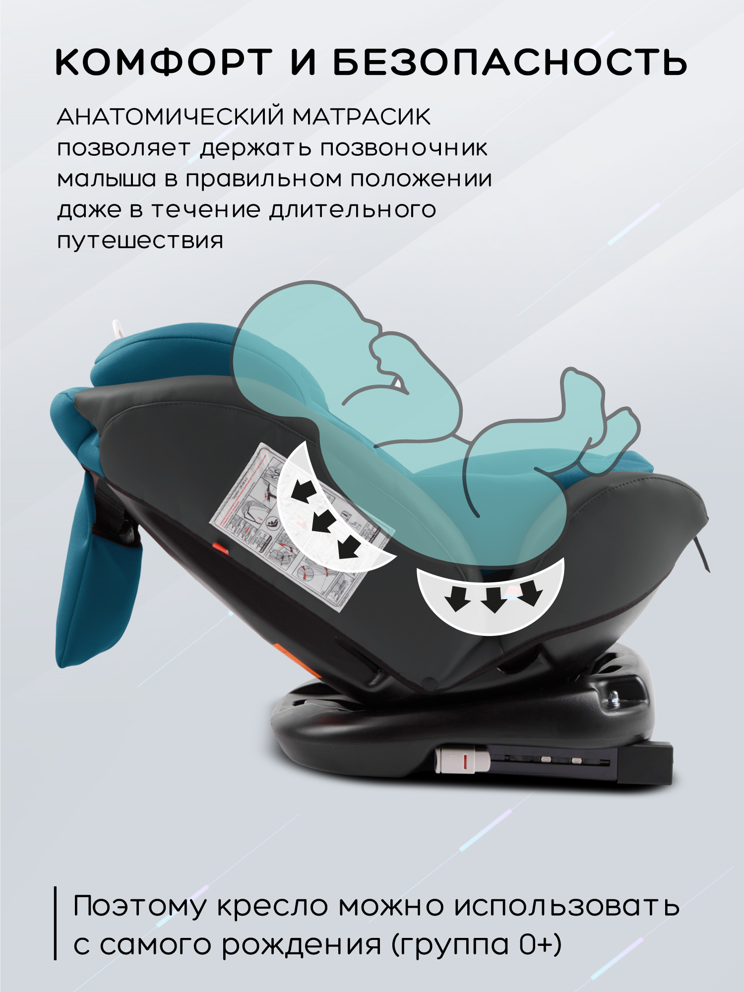 Автокресло Amarobaby Brilliant Isofix 0+/1/2/3 (0-36 кг) бирюзовый - фото 7