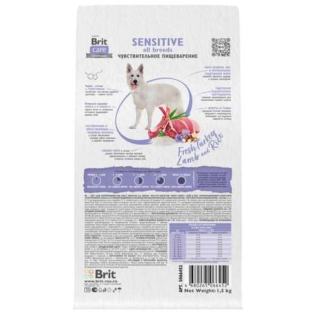 Корм для собак Brit Care 1.5кг взрослых всех пород с индейкой и ягненком