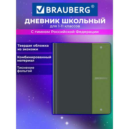 Дневник школьный Brauberg для девочек мальчика 1-11 класс твердая обложка 48 листов