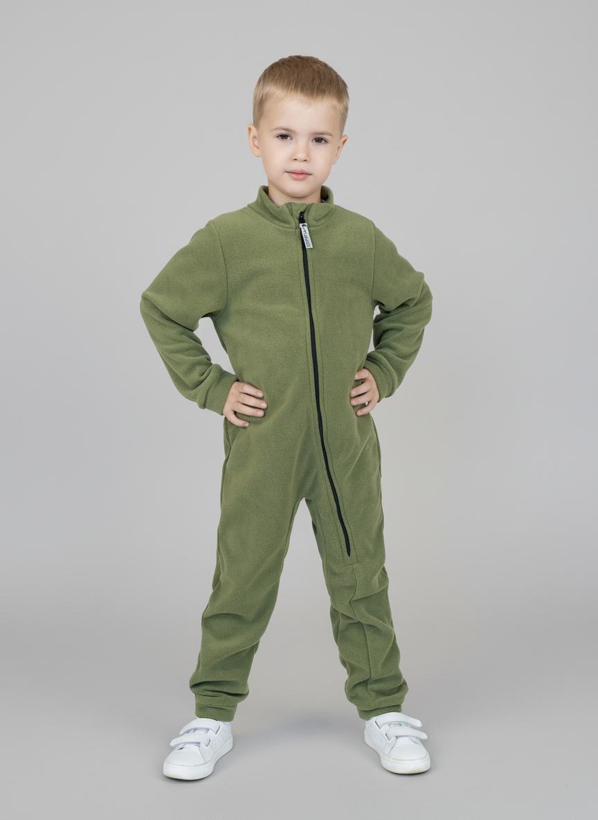 Изображение товара Комбинезон флисовый Утенок для мальчиков 116 хаки осень-зима универсальный теплый