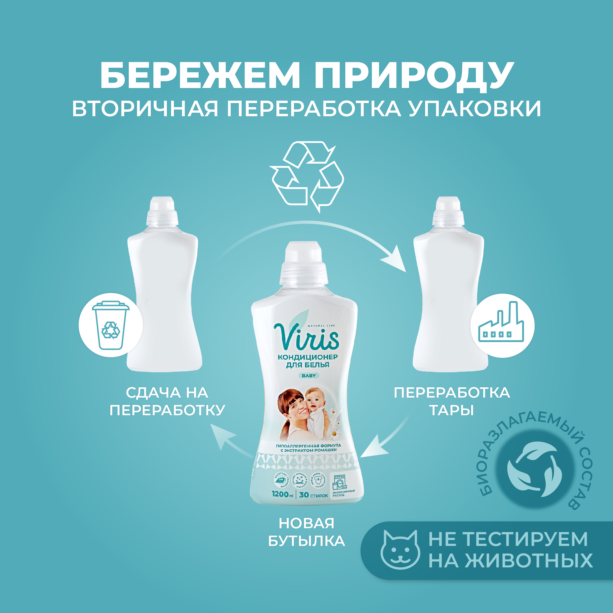 Кондиционер для белья Viris гипоаллергенная формула с экстрактом ромашки концентрированный ополаскиватель - фото 8
