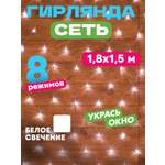 Светодиодная гирлянда NEON-NIGHT Сеть 1.8х1.5 м 8 режимов белое свечение