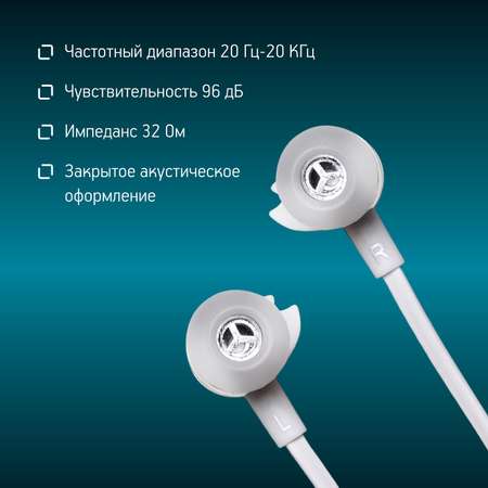 Наушники внутриканальные OKLICK HP-S-210 проводные 1.2м (D1-1W) белые