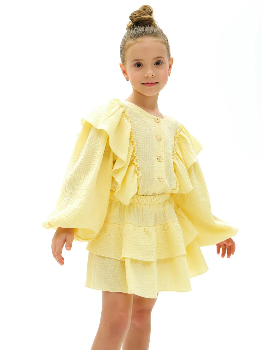 Блузка и юбка Leli dress костюм_муслин_с_юбкой_желтый - фото 3