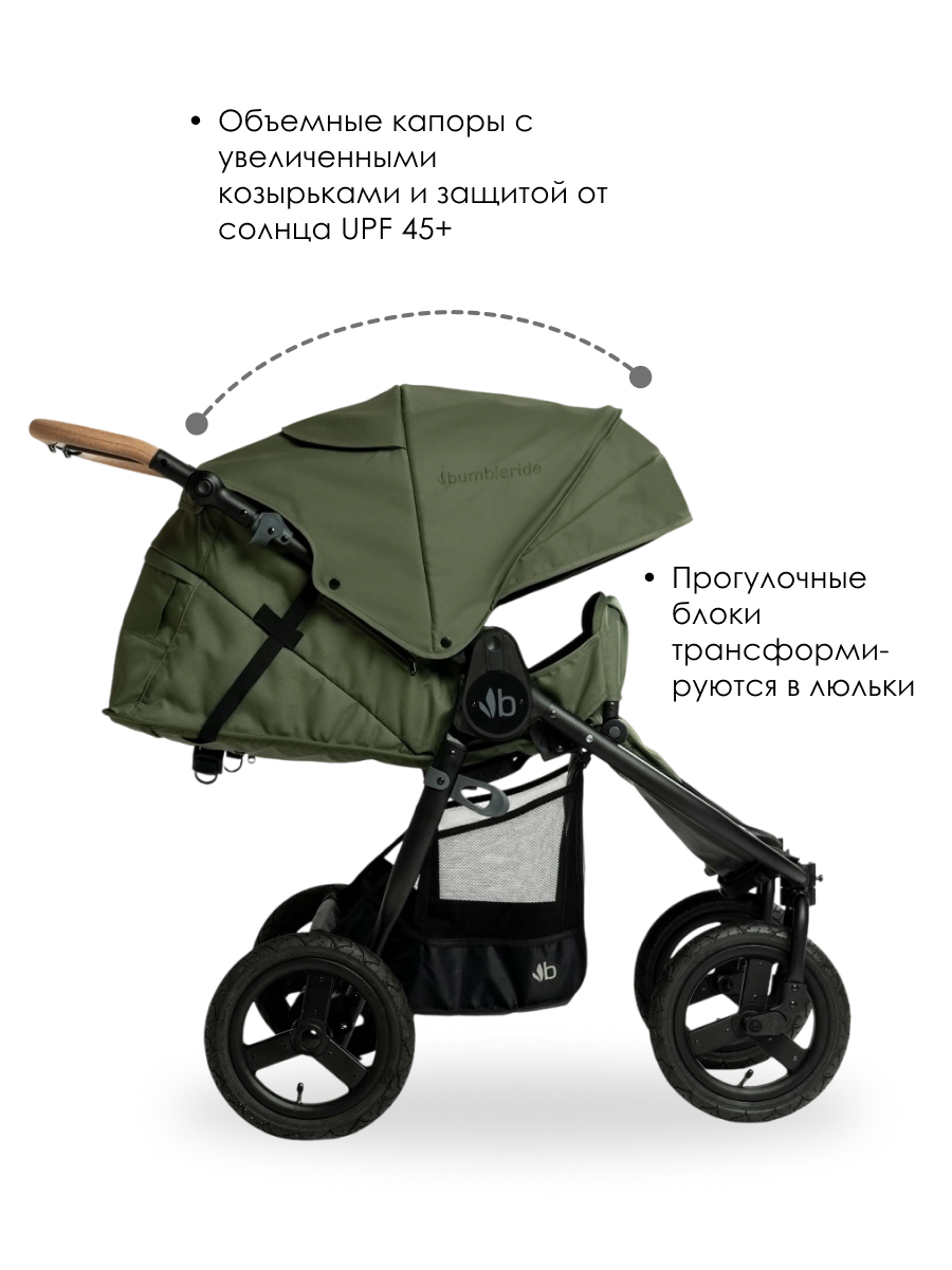 Коляска прогулочная Bumbleride Indie Twin 2025 / Olive - фото 2