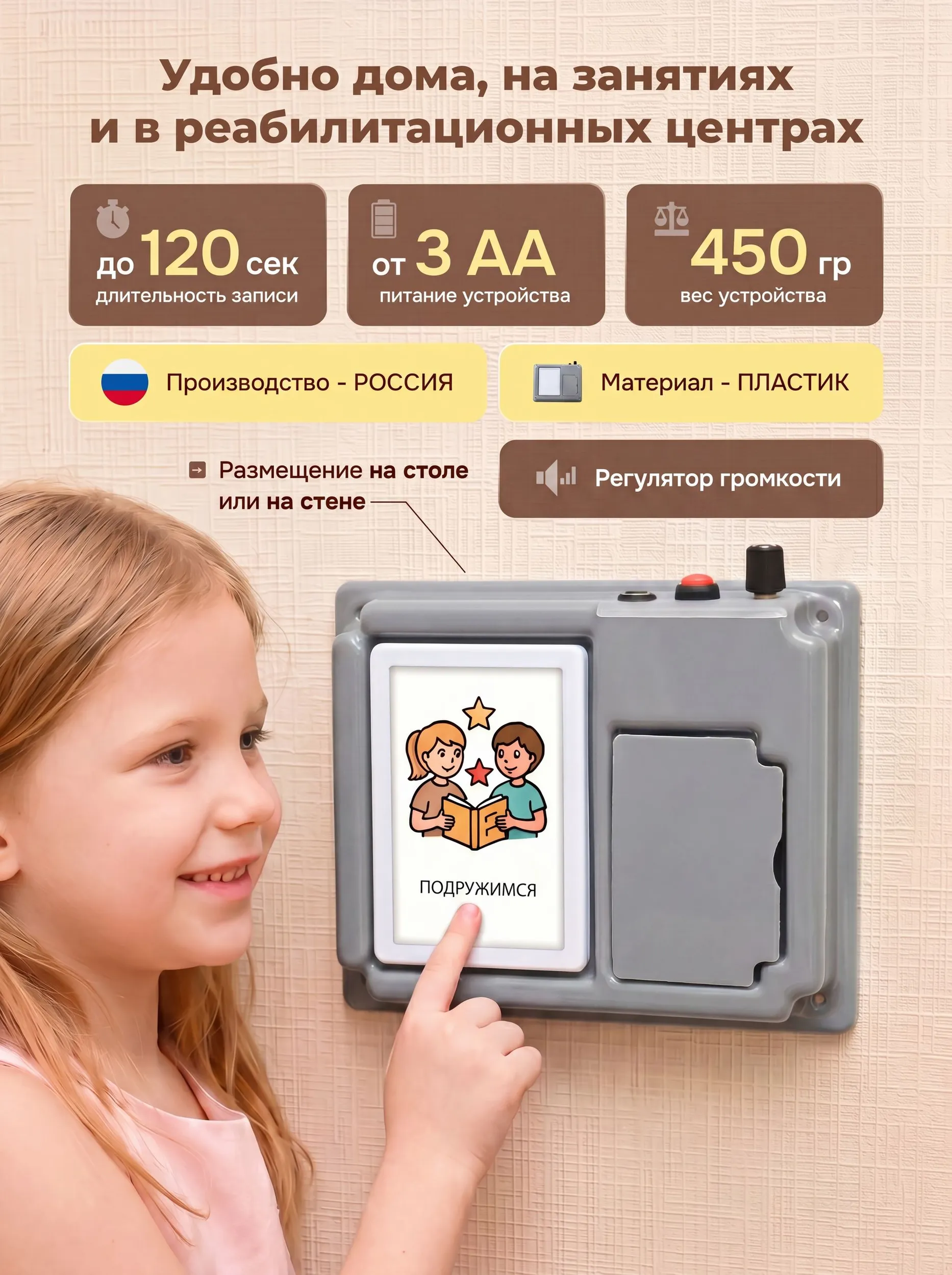 Коммуникатор настенный Лаборатория КОИ однокнопочный - фото 3