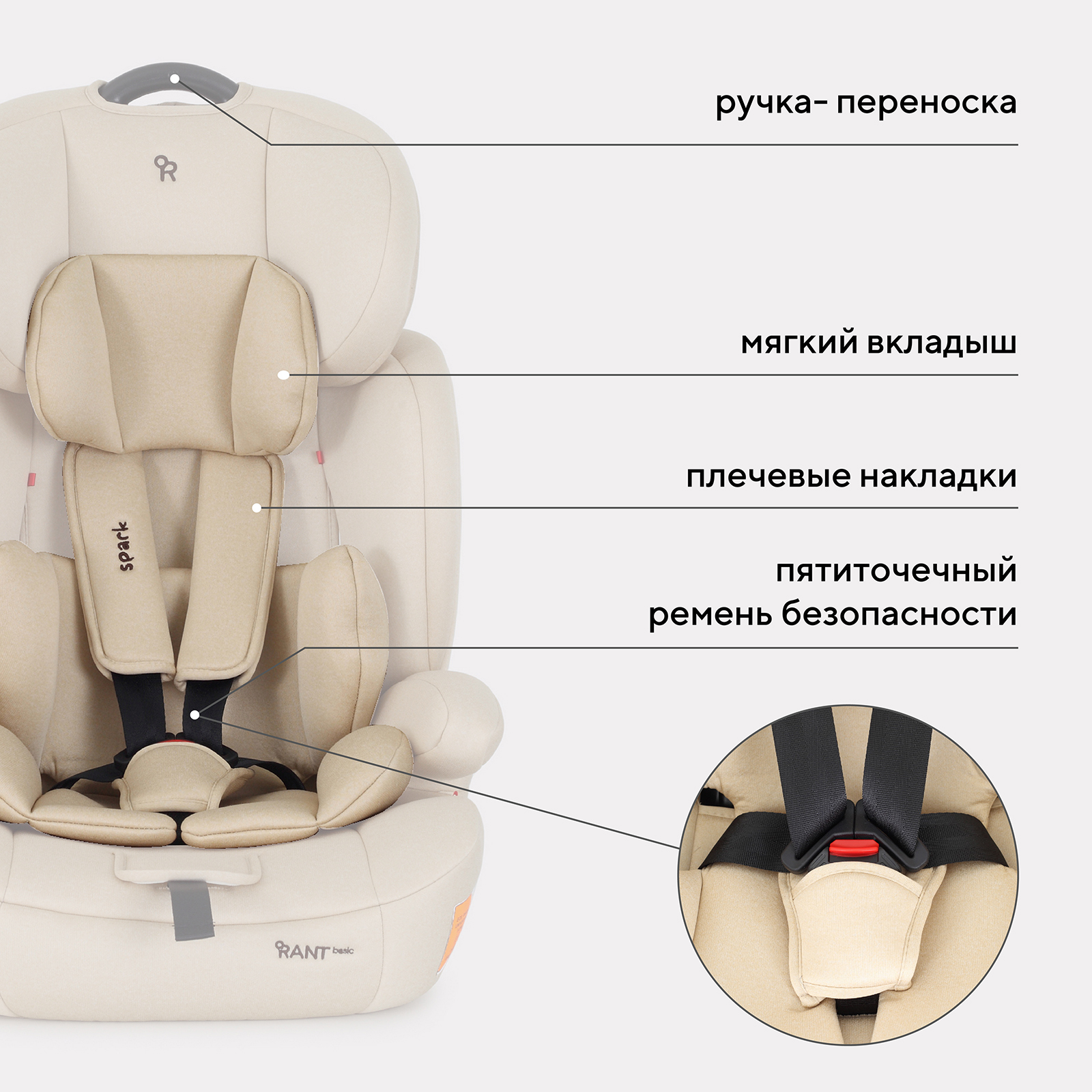 Автокресло Rant Basic Basic Spark Cream 1/2/3 (9-36 кг) - фото 4