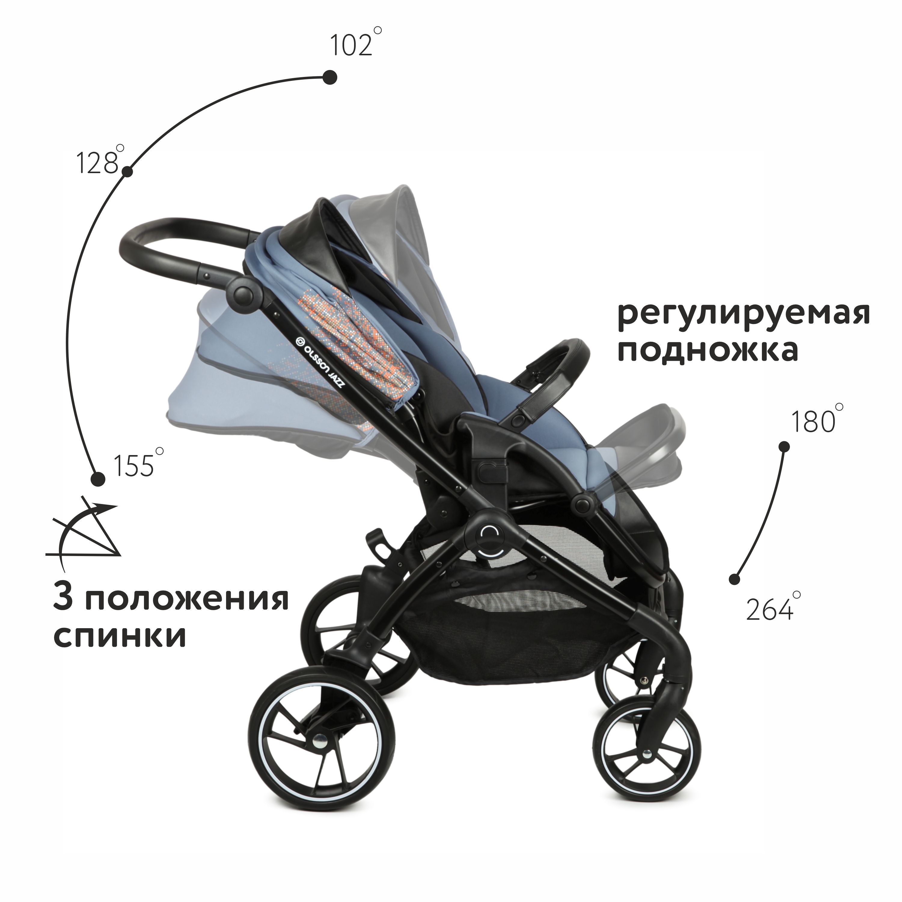 Коляска прогулочная Olsson Jazz Blue - фото 4