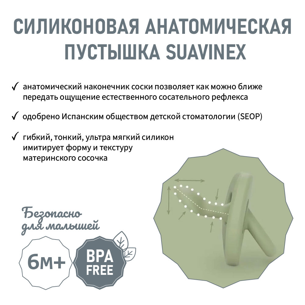 Пустышка Suavinex силикон анатомическая от 6 мес. - фото 3