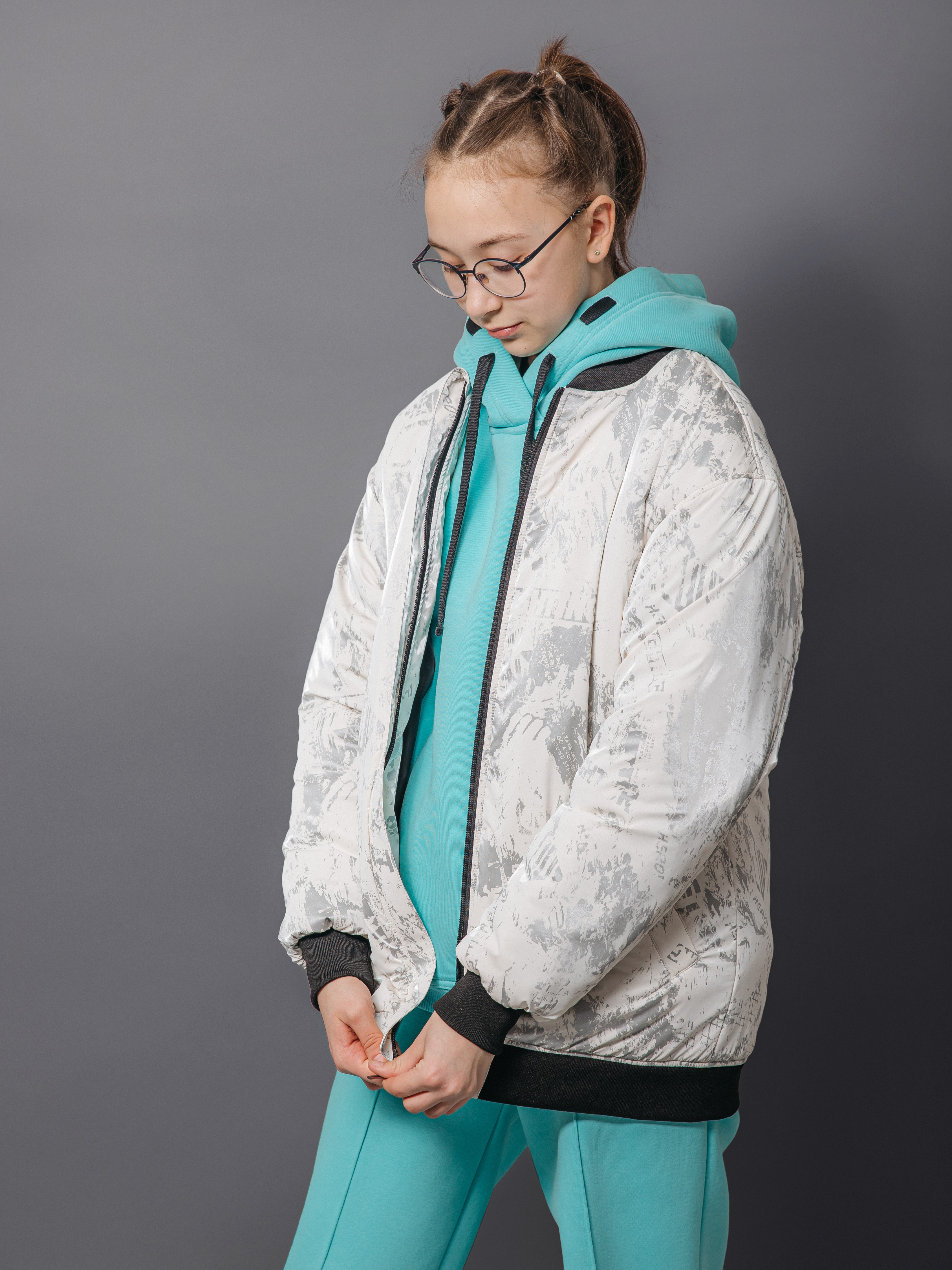 Бомбер Аврора 1043-Д/белый-принт - фото 5