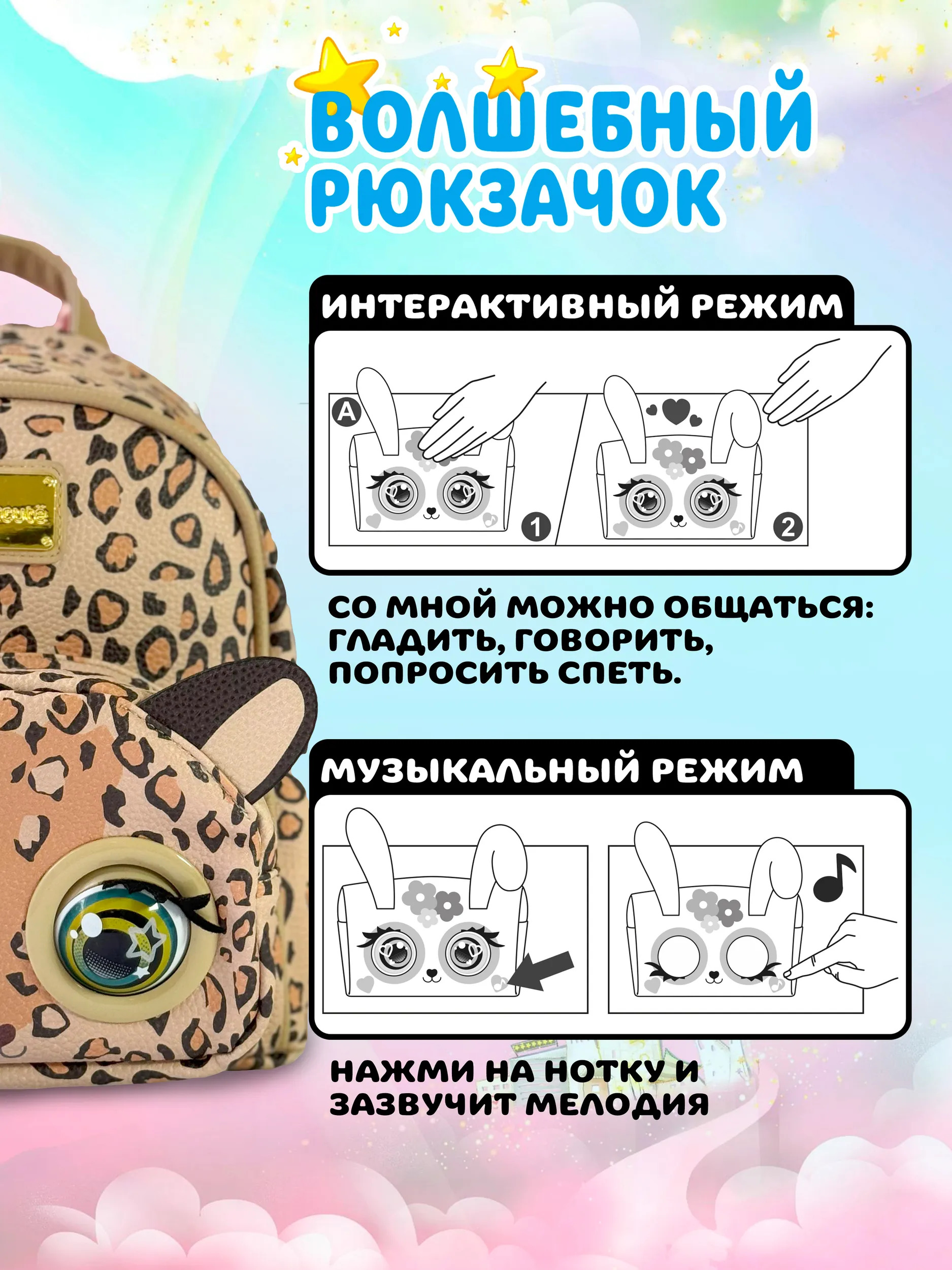 Рюкзак дошкольный Supercute интерактивный Леопард - фото 7