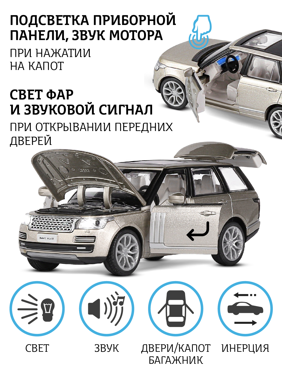 Внедорожник АВТОпанорама Land Rover Range Rover 1:34 JB1251158 - фото 2