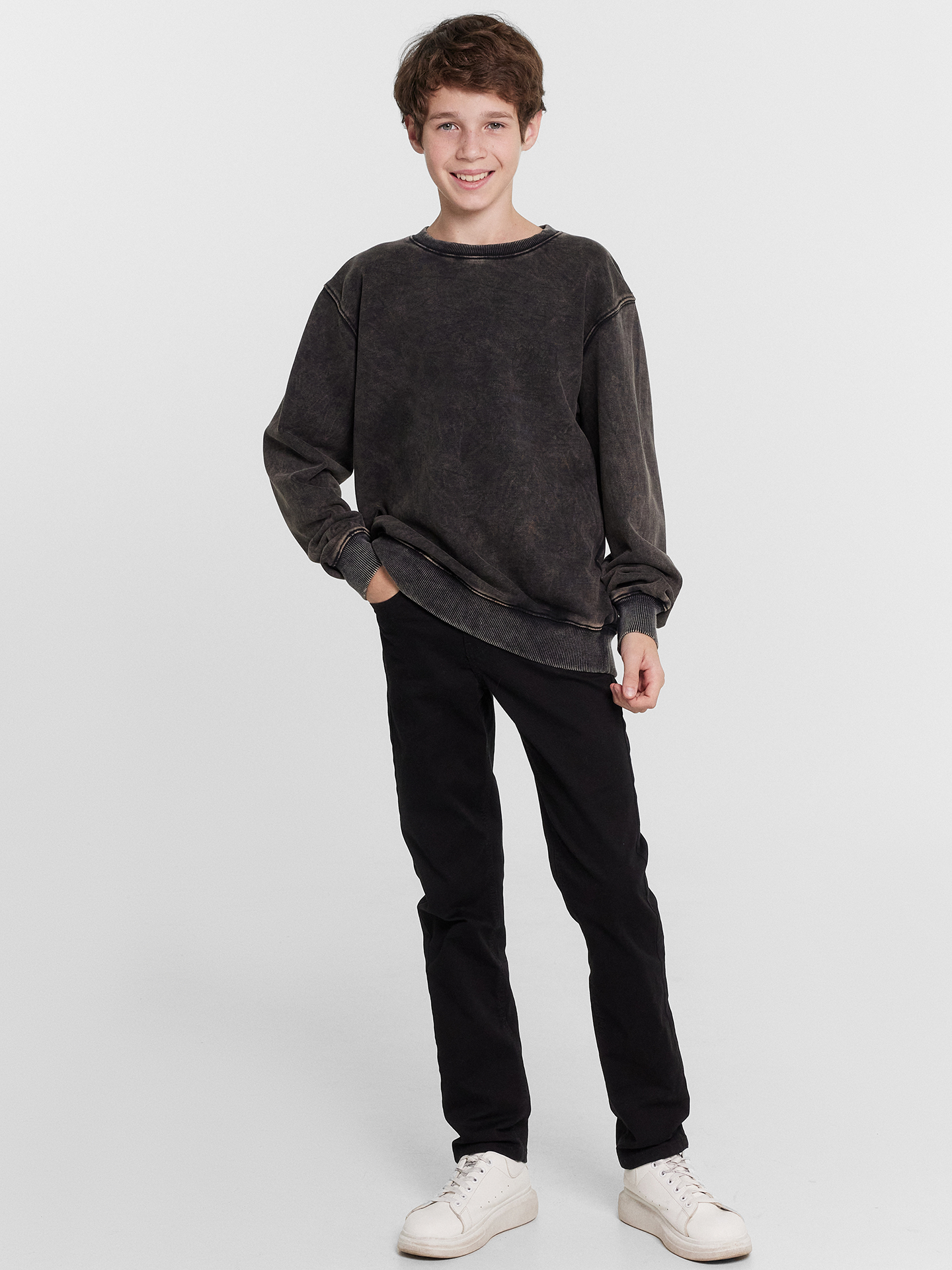 Свитшот Mark Formelle (Марк Формэль) 123431/1/ACID WASH черный +печать - фото 3