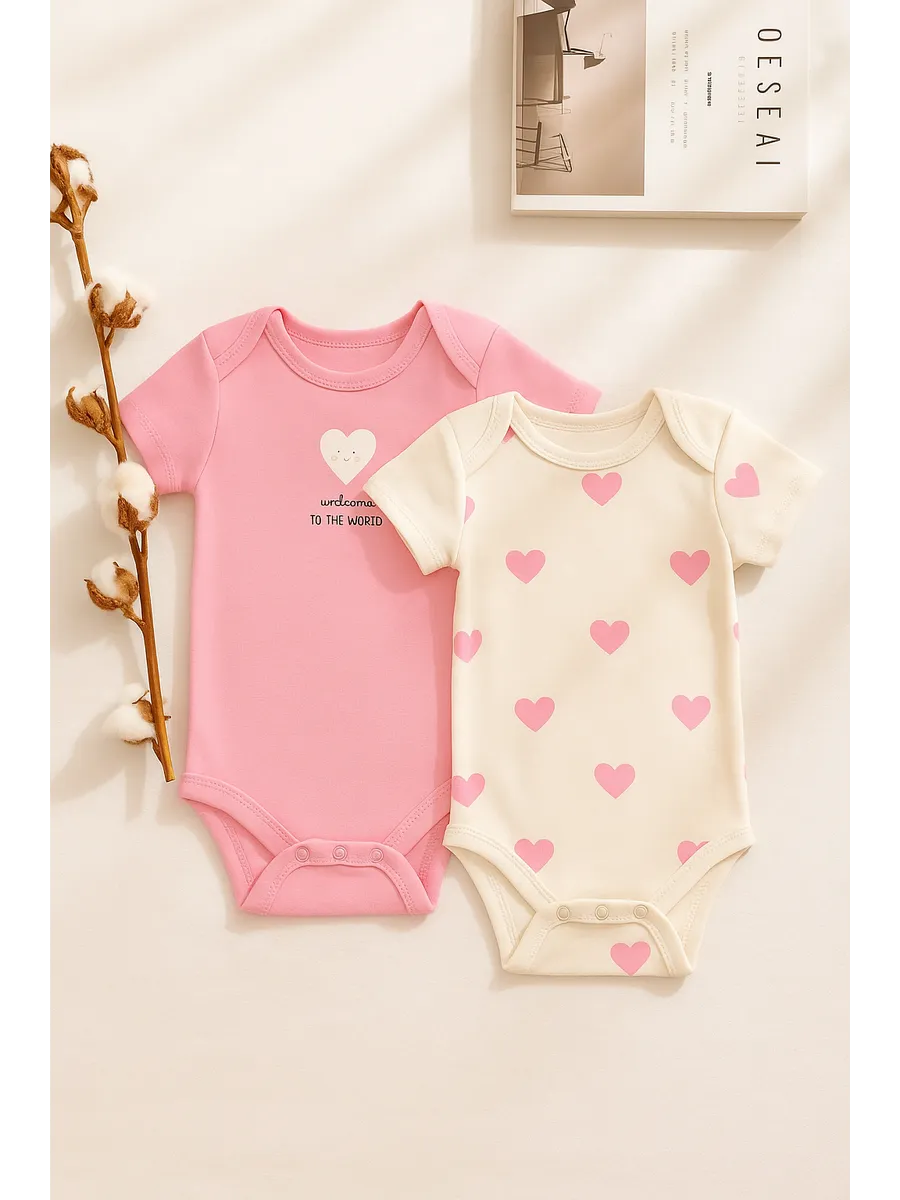 Боди 2 шт Mark Formelle (Марк Формэль) 13015-1-2/сердечки на молоке +розовый - фото 14