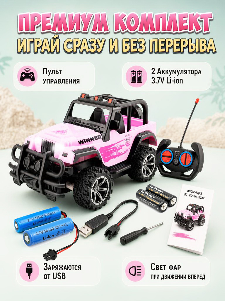Внедорожник РУ 24hmarket Jeep Wrangler для девочек 1:16 - фото 4