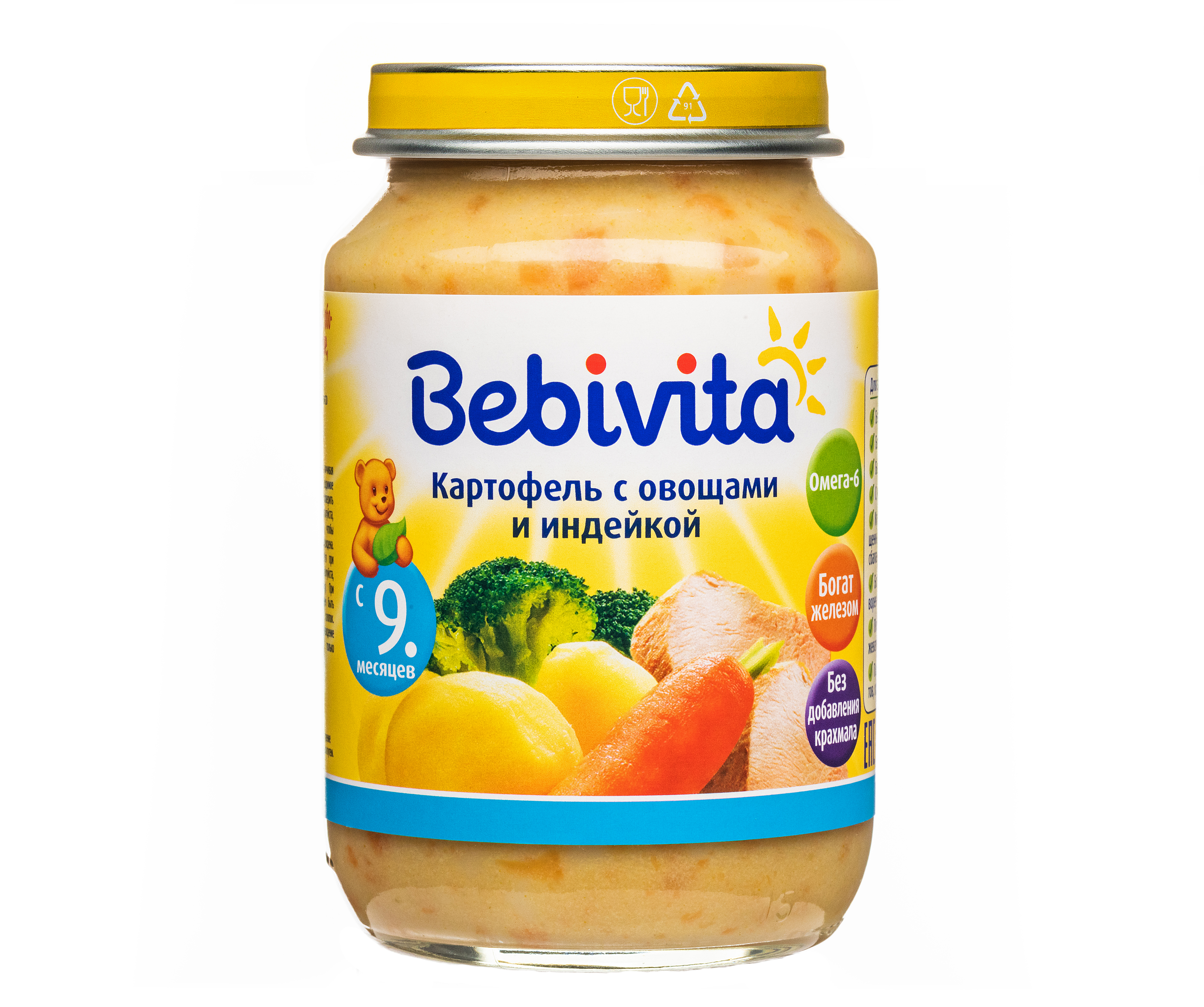 Пюре Bebivita Картофель-овощи-индейка с 9 мес 190 г - фото 5