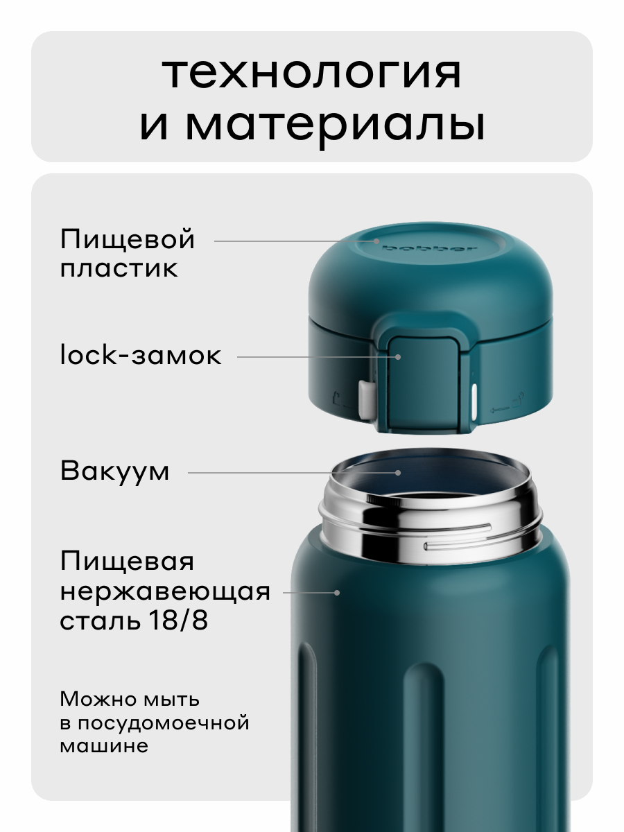 Термокружка для напитков Capsule 500 мл Bobber темно-бирюзовый - фото 4