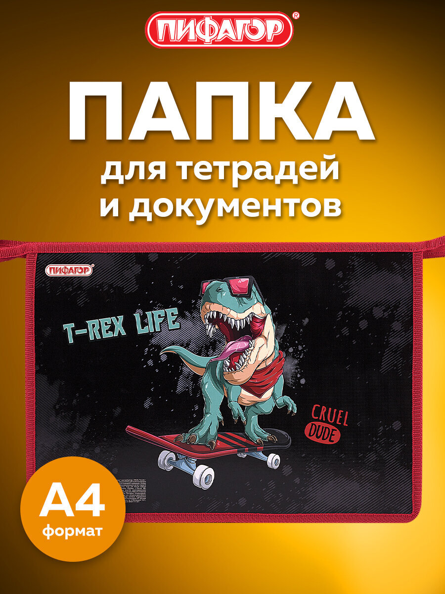 Папка для тетрадей Пифагор жизнь тирекса А4 - фото 1