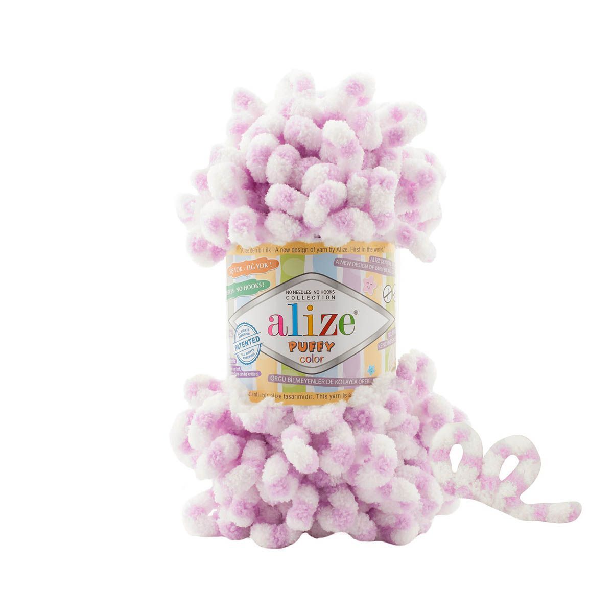 Пряжа Alize фантазийная для вязания игрушек Puffy Color 100 гр 9 м 5 мотков 6458 секционный - фото 7