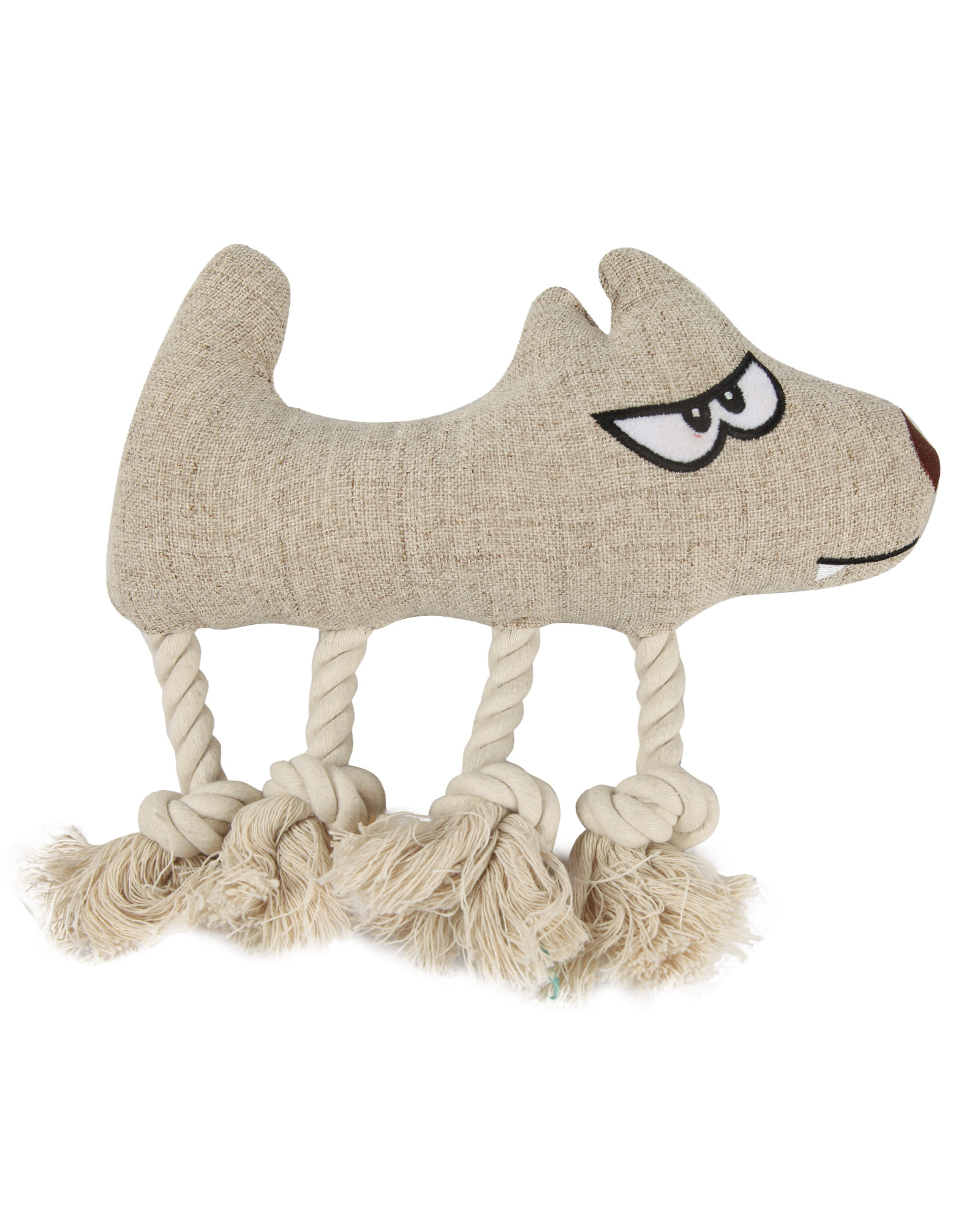 Изображение товара Мягконабивная озвученная игрушка Волк Степан для собак с канатиком