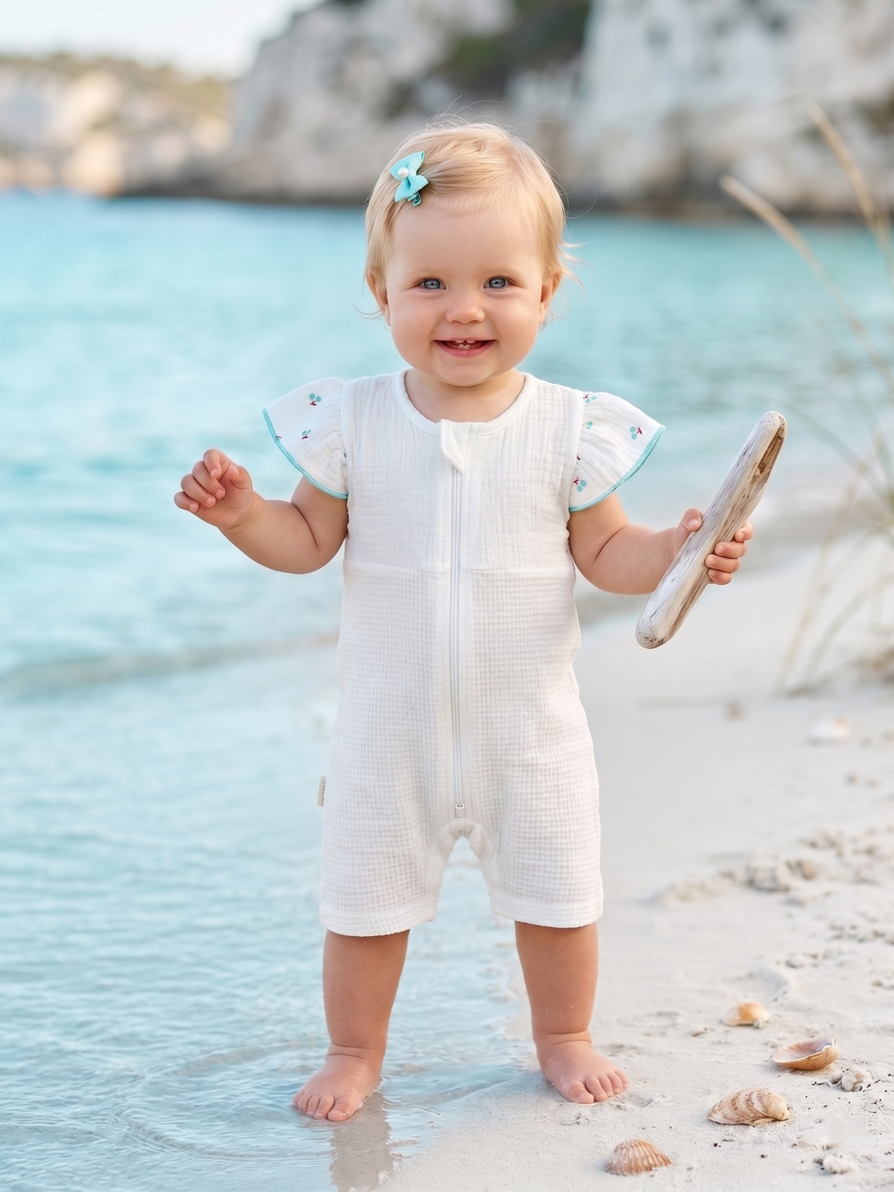 Песочник ТРИЯ 932 интерлок(вафли) экрю муслин "вишни" - фото 6