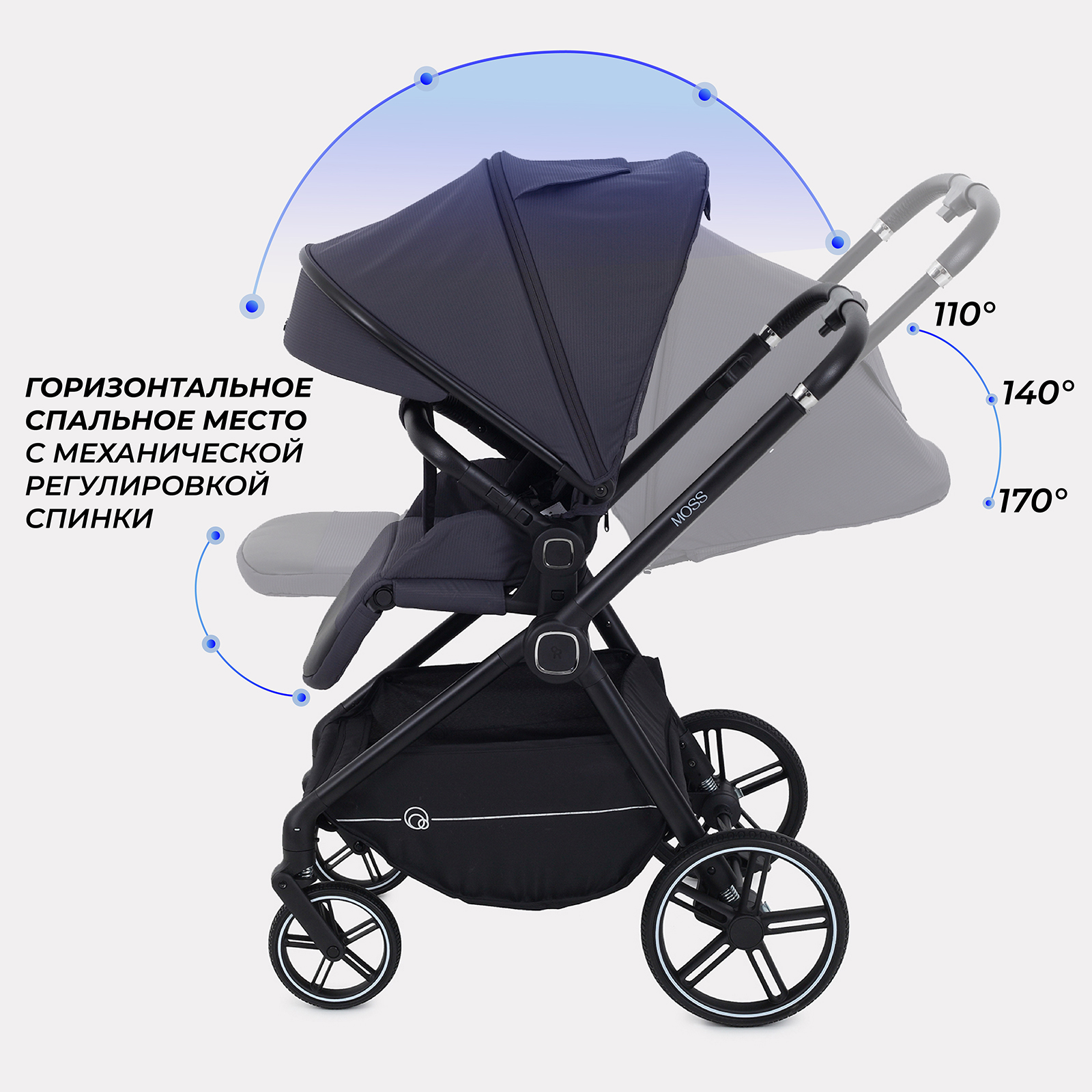 Коляска прогулочная Rant Moss черный - фото 5