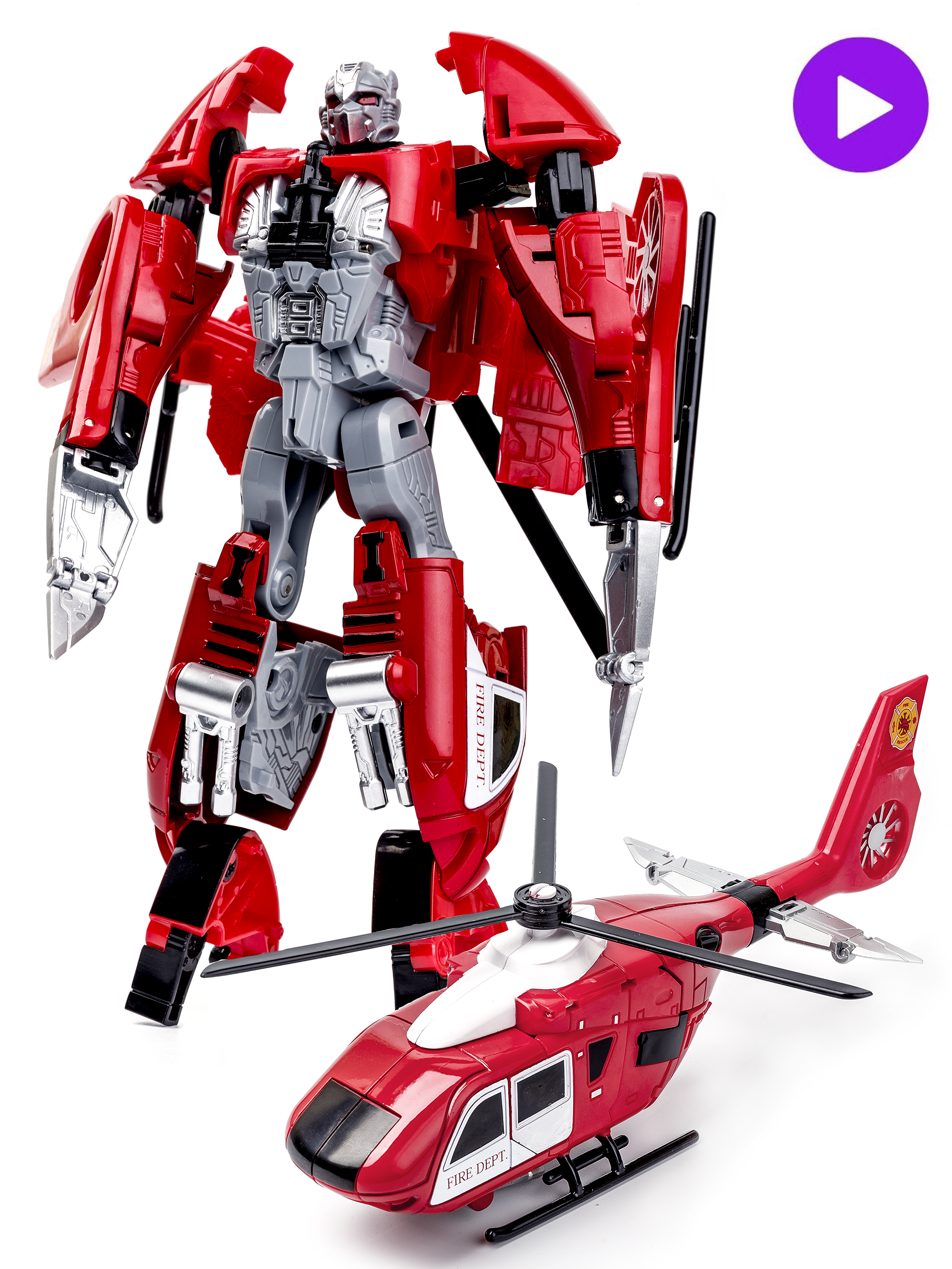 Фигурка BAZUMI Вертолет пожарный трансформер - фото 1