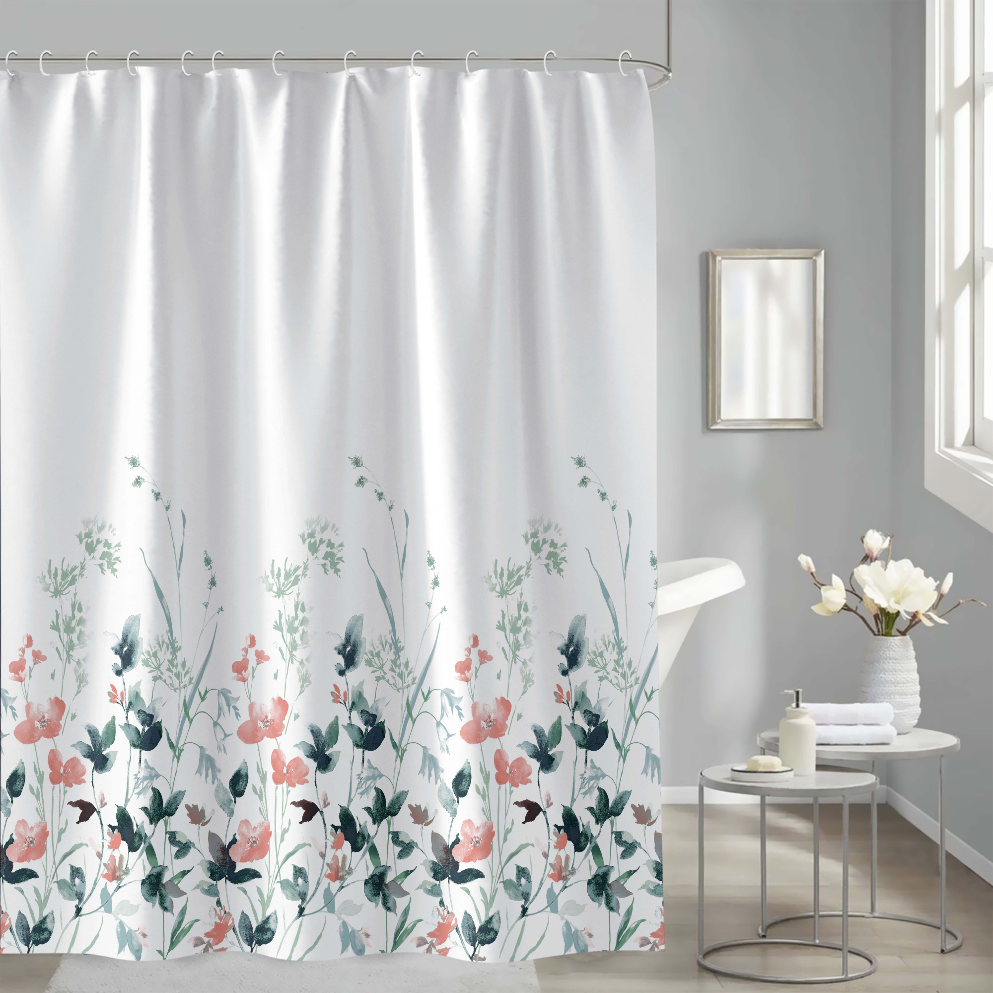 Шторы для ванны Delphinium Лиана полиэстер 180х180см 12 колец - фото 1