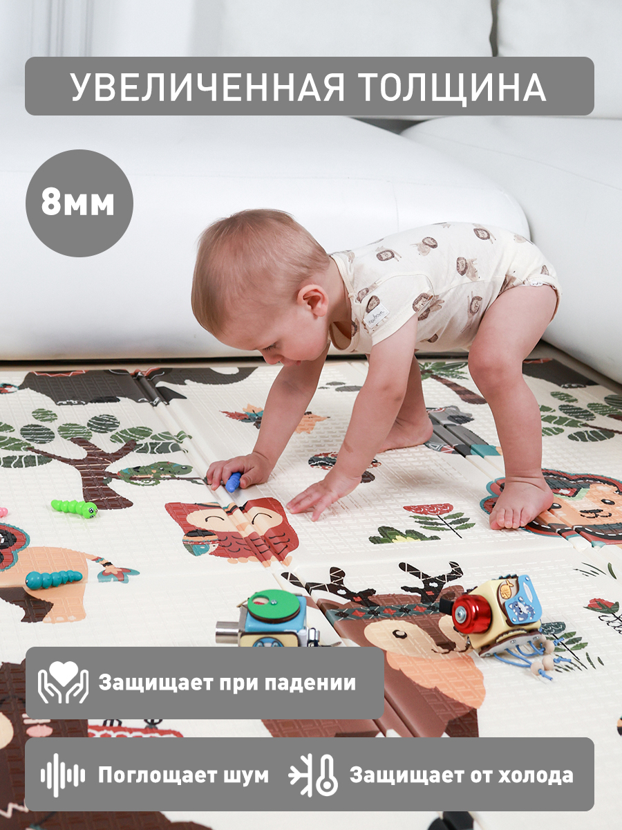 Коврик детский для ползания METOMI Яркие дороги/Зоопарк - фото 9