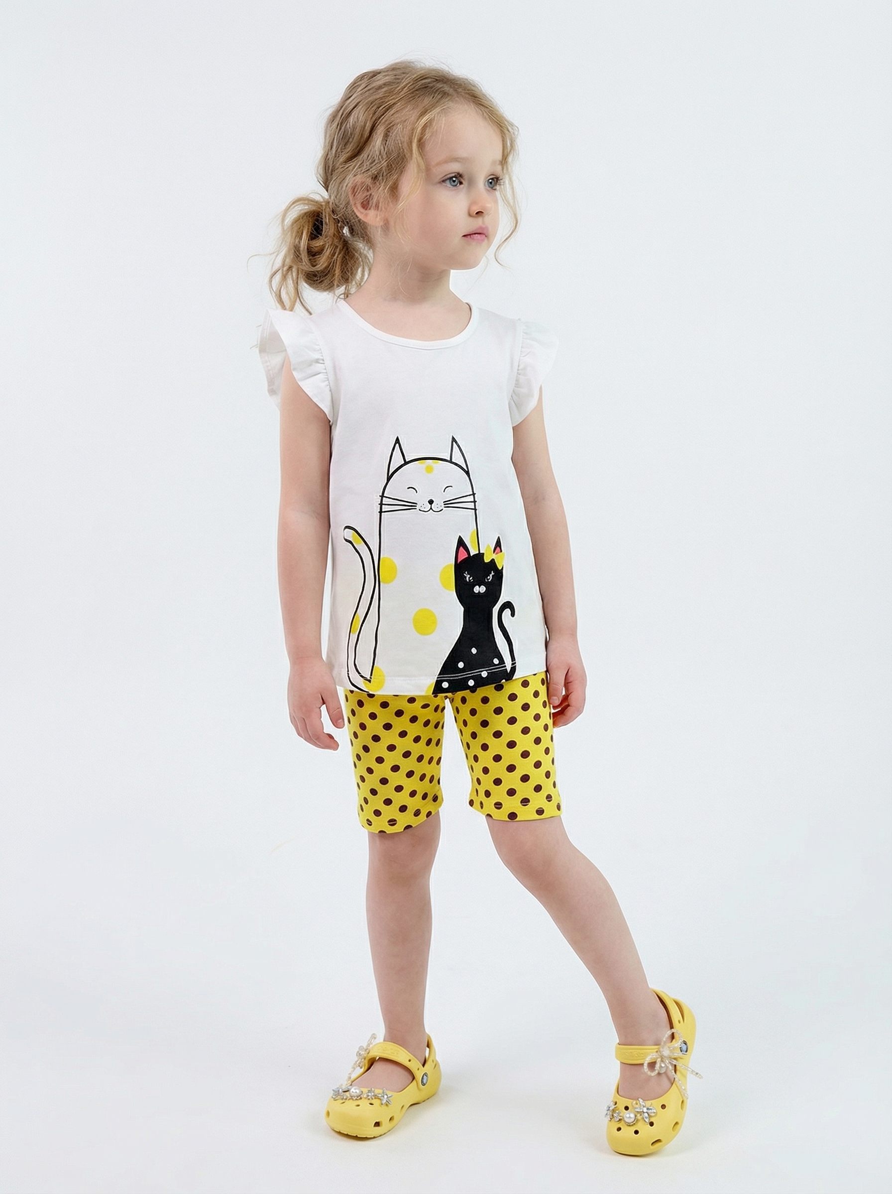 Изображение товара Комплект для девочки YOULALA 116 из ткани кулирка с джемпером и легинсами