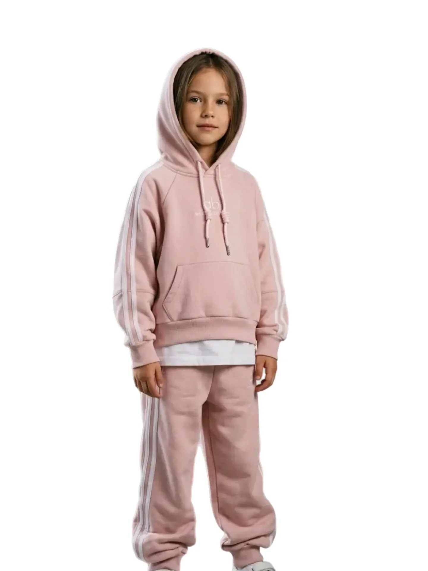 Костюм Everforkids двойка розовая лампасы с капюшоном ab - фото 1