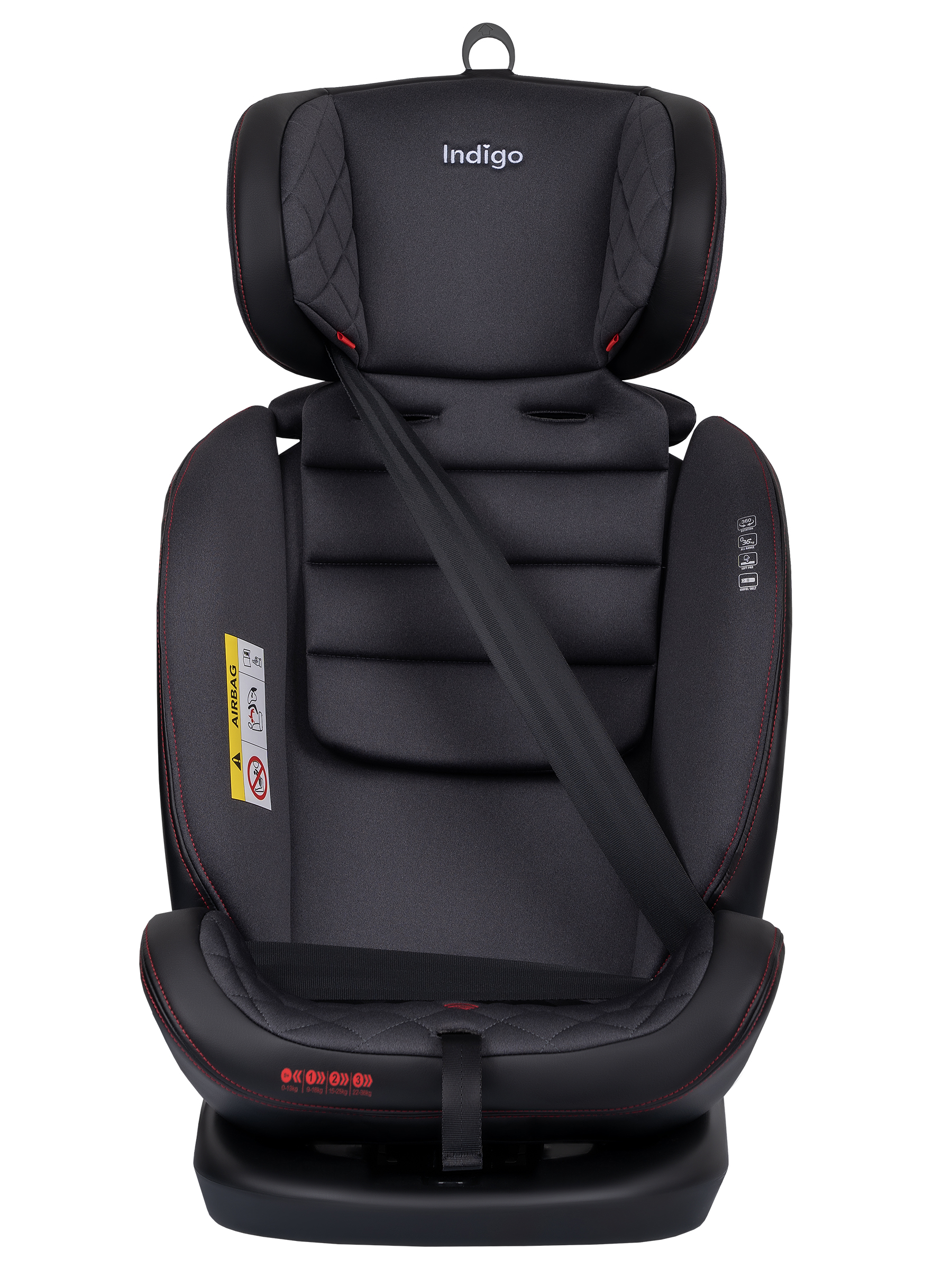 Автокресло Indigo Aero, черный-красный Isofix 0+/1/2/3 (0-36 кг) - фото 5