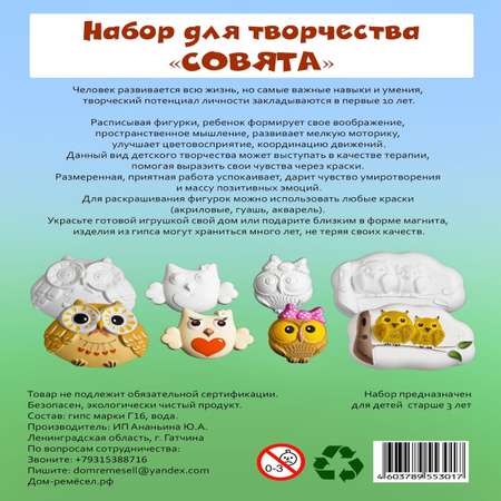Набор для творчества Дом ремёсел Совята роспись красками