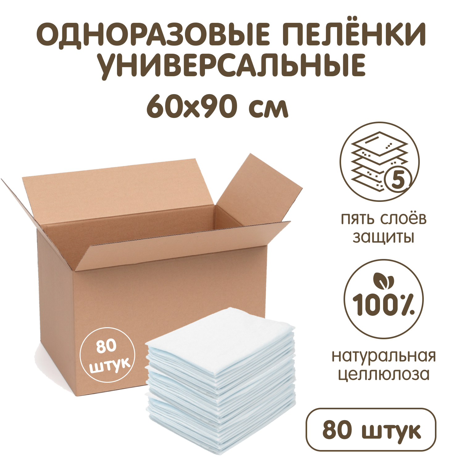 Пелёнки одноразовые INSEENSE 60х90 см 80 шт. - фото 1