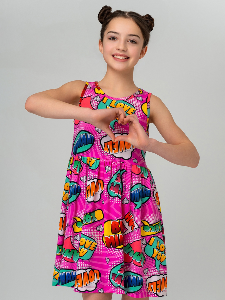 Платье HappyFox HF00199фуксия.с.надписями - фото 6