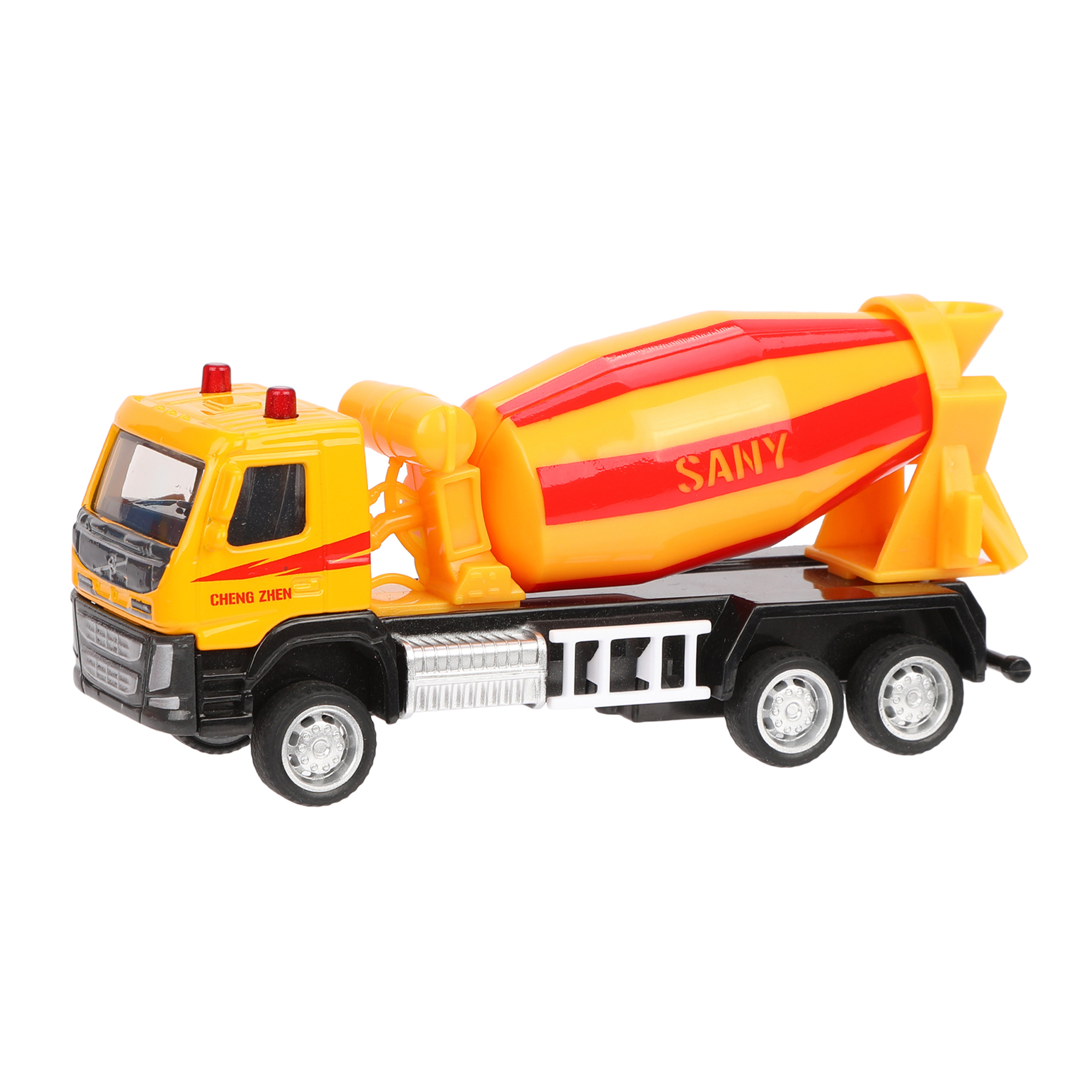 Изображение товара Миниатюрная бетономешалка Volvo 1:72 с вращающимся барабаном и pull-back механизмом