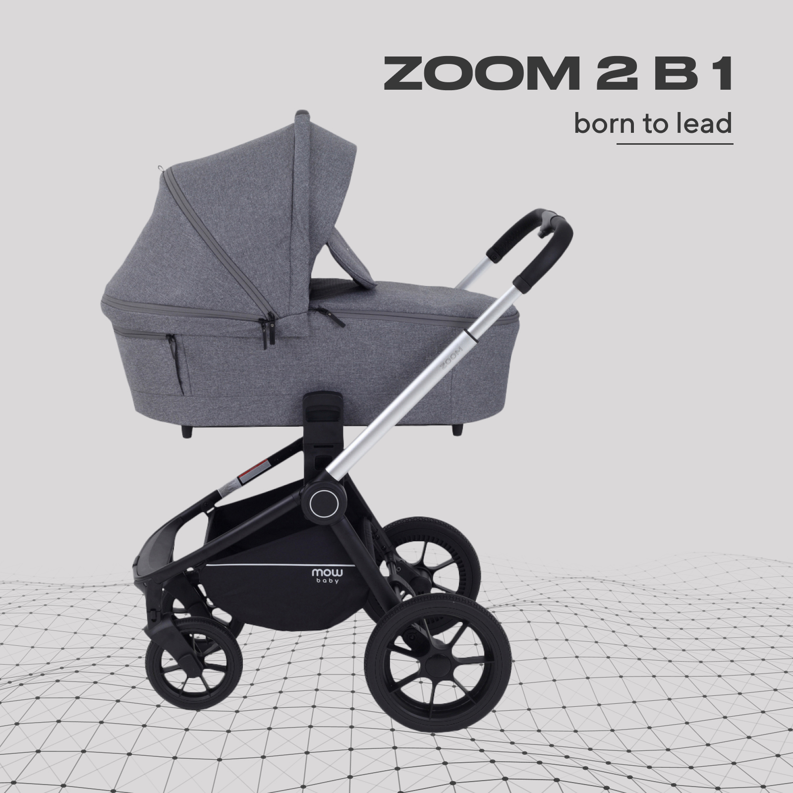 Изображение товара Коляска 2в1 MOWbaby Zoom Silver Grey универсальная для новорожденных Изображение товара Коляска 2в1 MOWbaby Zoom Silver Grey универсальная для новорожденных