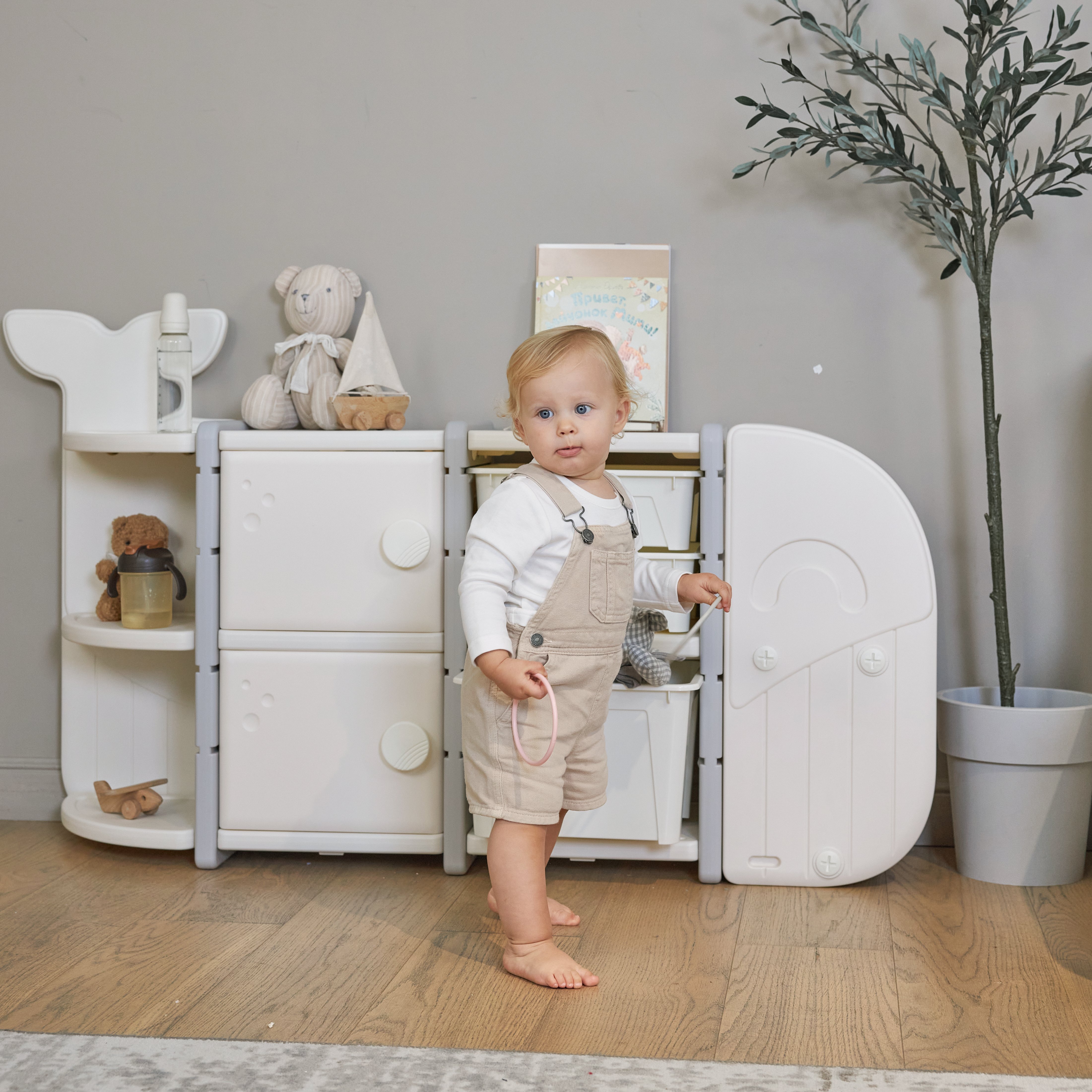 Стеллаж UNIX Kids Whale White 5 ящиков + полки - фото 9