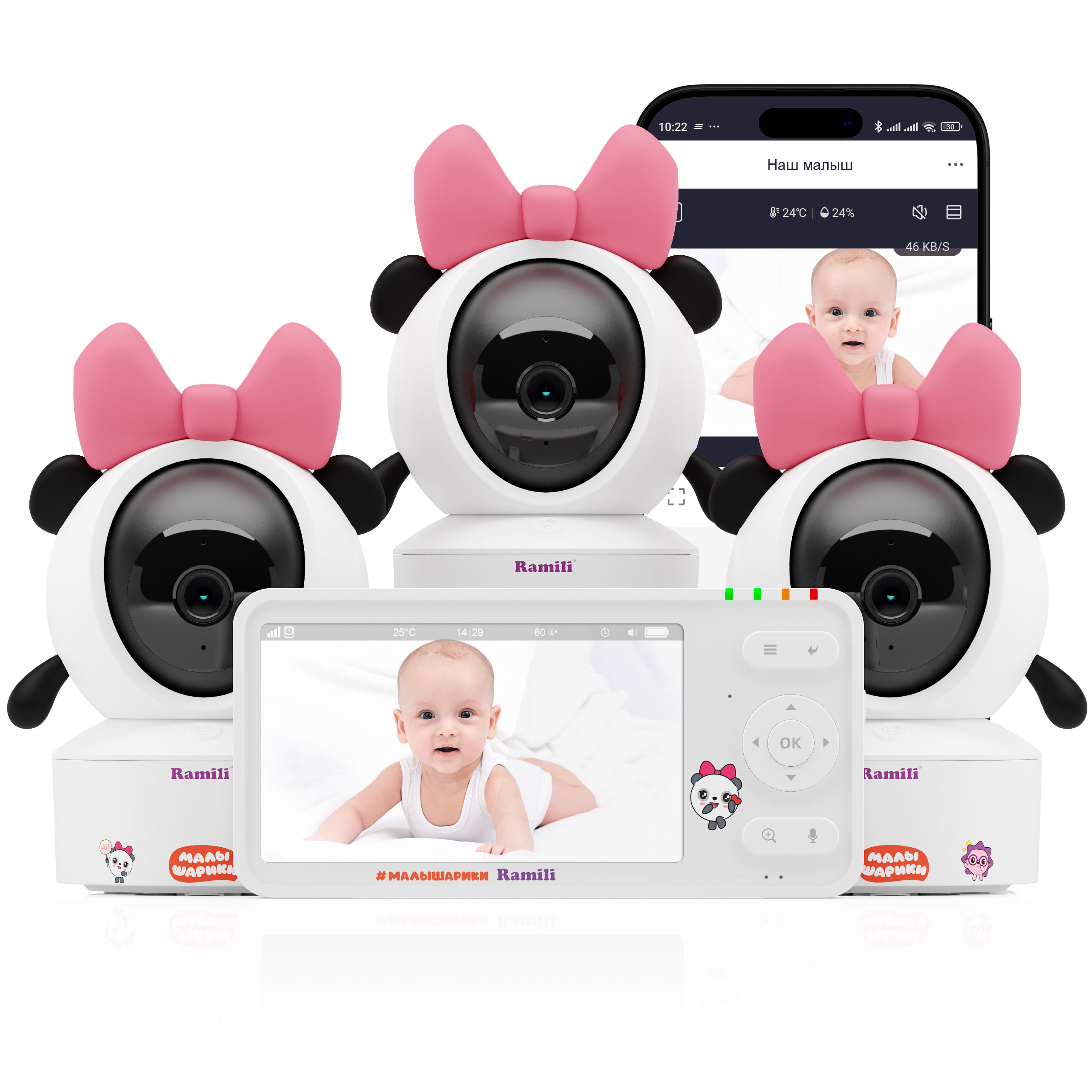 Видеоняня Ramili RV700X3PANDA Панда Малышарики - фото 1